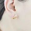 Boucles d'oreilles créoles pour femmes S925 Clip d'oreille en argent sterling plaqué or coloré Couleur simple Cache-oreilles Lumière Luxe Haut profil Figur