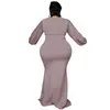 Plus storlek klänningar modes patchwork kvinnor långärmad aftonklänning höstkläder maxi storlek grossist dropp 230518