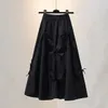 Skirts Gothic Summer Y2k Aesthetic Bows Women Black A-line Skirt Preppy Style Harajuku High Waist Pleated Midi Skirts Streetwear 230519