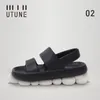 UTUNE Men's Sandals Summer Platform Shoes Women Beach Outside EVA Slippers Man Soft Thick Sole Non-slip Indoor Slides Cool Black 230518