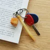 Charms Beadsnice Simulation of Weird Fries Chicken Rice Flower Pendant Keychain Student Bag Charm Creative ryggsäck Dekorationer gåva