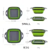 Förvaringskorgar 2st/set foldbar silikon durgfrukt tvätt korg silar hopfällbar dränering med handtag köksverktyg till sjöss
