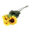 Fleurs décoratives 8 pièces tournesols artificiels grande tête longue tige soie pour la maison El bureau fête de mariage