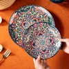 Bowls Bohemian Style Ceramic Tableware With Handle Baking Tray Cake Fruit Salad Pasta Mashed Potato Bowl Home Decor