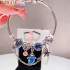 Chain Women Bracelet Snowflake Pendant Ocean Star Blue Glass Loose Beads Charm Highend jewelry wholesale 230518