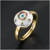 Cluster Rings Evil Blue Eye Ring Adjustable Copper Gold Plated Zircon Colorf Oil Drop Jewelry Delivery Dhgarden Dhila