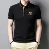 Mężczyzna haftowana bawełniana koszula polo High-end High-end luksusowa najlepsza Top Summer Casual Lapel T-shirt Koreańska moda 230519