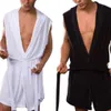 Robes pour hommes Peignoir en soie de lait d'été pour hommes Peignoir à capuche sans manches Pyjamas Minceur Moyen et long Vêtements de ménage 230519