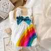 Abiti da ragazza Jargazol Moda estiva Abiti per bambini per ragazze Ranbow Bow Abito da principessa senza schienale Abiti da bambina Abiti Abiti da festa 230519