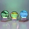 Bordslampor 3D Moving Sand Art RGB Färgglad färgförändring Ritning Ornamentljus Creative Hourglass Night