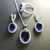 Necklace Earrings Set Luxury Bridal Wedding Jewelry Women's White Gold Plated Inlay Cubic Zirconia Gems Crystal Gifts