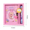 Set 64 Sheets Hand Book With Lock 6-color Ball-point Pen Girl Diary Primary School Kids Stationery Accessories