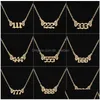 Anhänger Halsketten Edelstahl Glückszahl Engelsflügel 000 999 Gold Palted Choker Bijoux Zierliche Weihnachtsgeschenk Drop Deliv Dhgarden Dhvvc