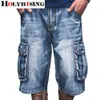 Мужские джинсы Holyrise Summer Men Sceedsed Jean Pockets Streetwear Man Man Calflength Blue Denim Bloys плюс Szie 3046 230519