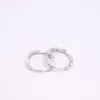 Hoop Earrings Real 18K White Gold For Women Female Full Star 12mmDia Gift Small