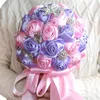 Dekorative Blumen, die lila rosa Seidenrosen-Hochzeitssträuße Blumen-Braut für verkaufen