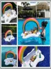 Inflatable Floats Tubes Swimming pool party cooler bar storage mat roller coaster container plastic table floating rainbow ice bucket beverage rack P230519