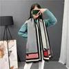 Scarves Korean Bow Warm Jacquard Shawl Classic Color Matching Imitation Cashmere Thickened Brushed Scarf Women's Fashion