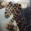 Pendant Necklaces Diyalo Natural Stone Beads Chain Ancient Color Crucifixion Cross Our Lady Virgin Mary Medal Rosary Necklace Pray Chaplet