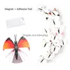 Other Decorative Stickers 12Pcs/Set 3D Butterfly Wall Sticker Pvc Self Adhesive Fridge Magnet Art Decal Kid Room Home Decor Drop Del Dhn1Y