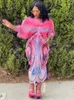 Plus size Dresses Grande taille robes africaines pour femmes Chic manches chauve-souris Robe plissée imprimer col en v plage fête Maxi robes Robe femme robes 230519