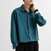 Mäns casual skjortor Koreanska mode drapera skjortor för män solid färg långärmad is silkes smart comant comfortabell up shirt 230519