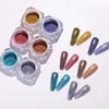 Nagel-Glitter-Box-Pulver, Chrom-Pigment, schillerndes Silber, Kunststaub, glitzerndes Gel-Nagellack für Maniküre