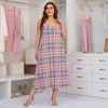 Kvinnors sömnkläder Sanderala Sexiga kvinnor Sleepdress Plus Size L-4XL Lingerie Classic Plaid Nightdress Female Underwear Nightgown Home Wear