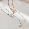 Pendentif Colliers Rétro Papillon Perle Collier Pour Femmes Egirl 2023 Mode Simple Tempérament Retour Chaîne Partie Charme Bijoux Cadeau Dhika