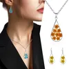 Chains Accessories For Women Natural Dried Flower Handmade Drip Glue Necklace Earrings Combination Set Botanical Resin