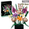 Blocks Romantic Flower Orchid Bouquet Building Block Potted Illustration Assembly Toys Girl Gift R230629