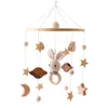 Rattles Mobiles Baby Wood Bed Bell Cartoon Rabbit Mobile Hanging Toy Hanger Crib Wood Holder Arm Bracket Kid Gifts 230518