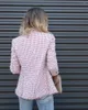 Ternos femininos Flordevida rosa tweed blazer botões