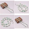 Chaînes Naturel Vert Jade 12Mm Flocons Ovales 9Mm Perles Lien Chaîne Collier Pour Femme Homme 48Cm Drop Delivery Bijoux Colliers Stylo Dhwsz