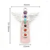 Collane con ciondolo Quarzo rosa naturale Sette chakra Forma di angelo Agate esagonali Pietra per realizzare Collana Jewerly fai da te Drop Delivery Dh8K7