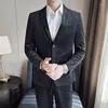 メンズスーツPlyesxale Velvet Houndstooth Print Blazer for Men Fashion Business Officeカジュアルドレススーツジャケット最高品質の男性ブレザーQ789