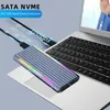 M.2 NVME SATA boîtier SSD externe USB3.1 10 Gbps type-c adaptateur de disque SSD boîtier RVB pour 2280/2260/2242/2230