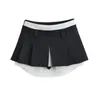 Skirts TVVOVVIN High School Spicy Girls' Low Waist Short Skirt Contrast White Half Body Sexy Pleated Anti A-line FU4N