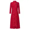 Jurken groot formaat dames cheongsam nieuwe zomer vrouwelijk formele lange jurk kanten uit holle uit rood qipao borduurwerk elegante damesjurken