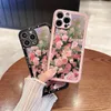 Rose flowers Phone Cases For iPhone 14 12 13 11 Pro Max X XR XS 7 8Plus Shell Metallic painted Glass Hard Shockproof Cover