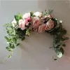 Flores decorativas Flor de rosa Swag Tela de seda artificial Guirnalda de peonía Guirnalda hecha a mano para la decoración del dintel de la puerta del banquete de boda en casa