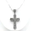 Stereo Cross Pendant Necklace with Thick Full Diamond Vintage Silver Figaro Chain men's Selection