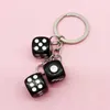 Keychains Color Creative Dice Charm Keychain For Mulheres Men Men Declaração Novo Declaração Funny Square Pingyring Bag Box Jóias