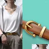 Other Fashion Accessories Belts 2Layer Leather Pin Buckle Belt Womens Luxury Design Vintage Dress Jeans Decorative Girdle Gothic Cas Dhzth