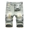 Mäns jeans 2023 Casual Men's Denim Shorts Motorcykel dragkedja rynkade stretchbyxor capris män kläder