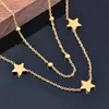 316L roestvrijstalen lagen ketting voor vrouwen hartster shell choker gouden kleur keten bruiloft accessoires ssb