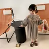 Meisjesjurken meisjes zomerjurk Koreaanse Japanse retro kleur dame kanten sjaal gemiddelde mouwen jurk baby kinderkleding kinderkleding 230519