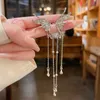 Charme jwer coreano Elegant Elf Butterfly Brincos de clipe de zircão para mulheres meninas Moda Long Tassel Sem piercing Larão de jóias de punho AA230518