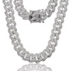 Halsband 18mm Big Heavy Miami Cuban Link Chain Halsband Guld Silver Color Micro Pave 5A CZ Zirconia Hip Hop Chain Iced Out Bling Jewelry