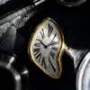 腕時計の男性女性サファイアクリスタルクォーツ時計オリジナルシュルレアリスムアートデザイン腕時計防水ステンレス鋼の不規則な形状230519